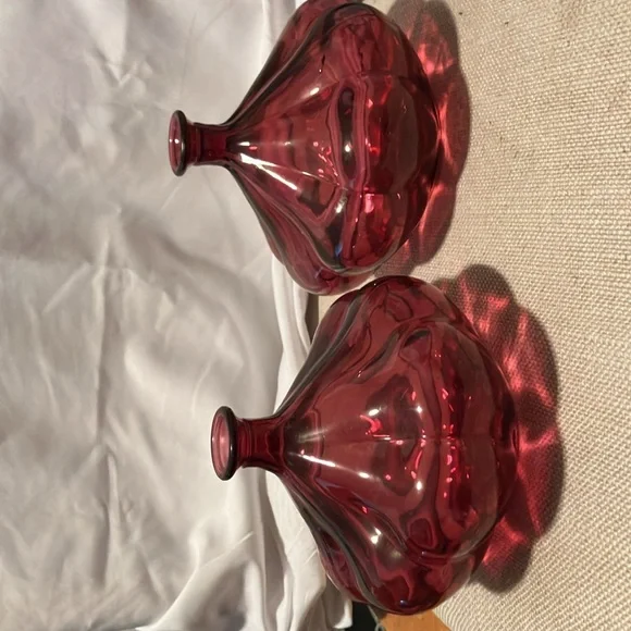 New. IKEA. 2 pc set of Jeanie style raspberry- rosey red glass vases can be - Picture 2 of 13